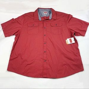 Wrangler Relaxed Fit Red Short Sleeve Button Up 3X